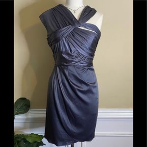 NWT BCBGeneration Charcoal Asymmetrical Wrapped Charmeuse Dress, 10